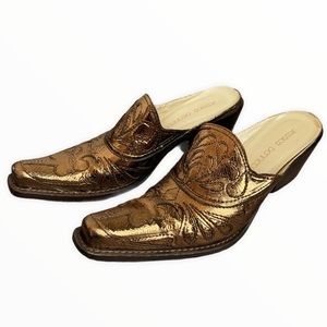 Vintage Jessica Bennett Gold Cowboy Slip-on Shoe Size 7